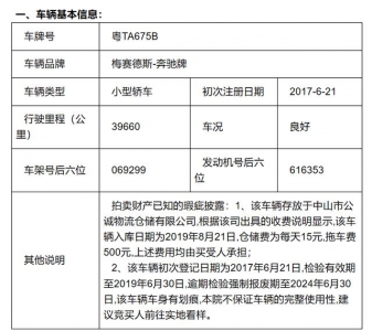 司法拍卖胜利！广东中山一粤TA675B的奔跑E300以36.5万元拍卖成交-4.jpg