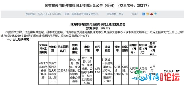 珠海市中间再卖天！2.48亿起拍！天段到底有多好？