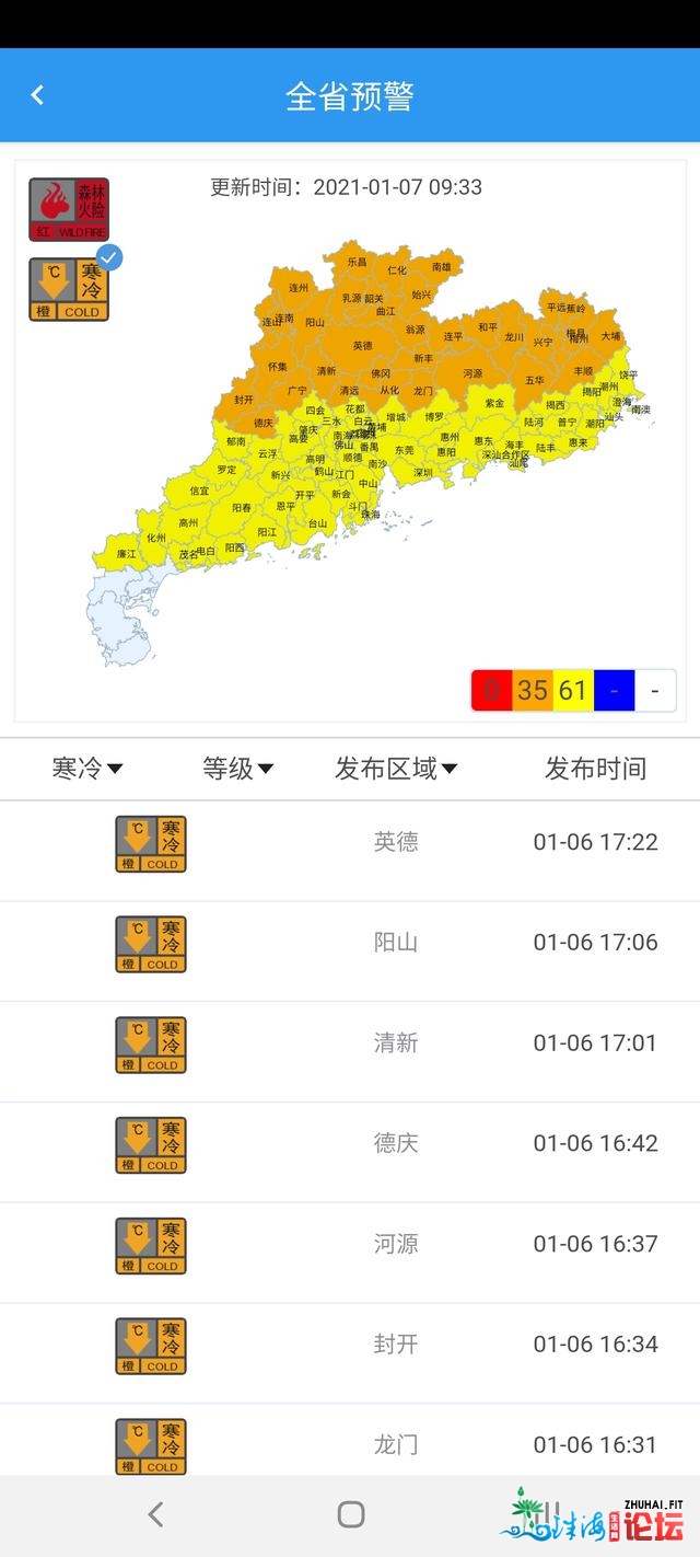 强热去袭！广东96个县郊区公布冰冷预警