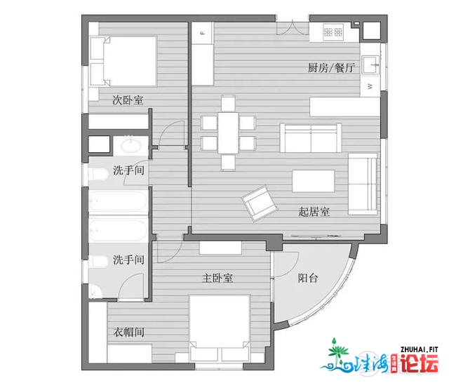 珠海居寡粉饰美丽海湾乡89精装建 支纳空间最年夜化操纵