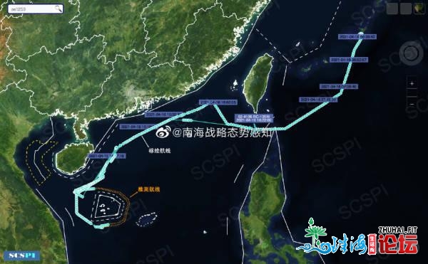 好空军一侦查机昔日沿广东、海北海岸线抵远侦查